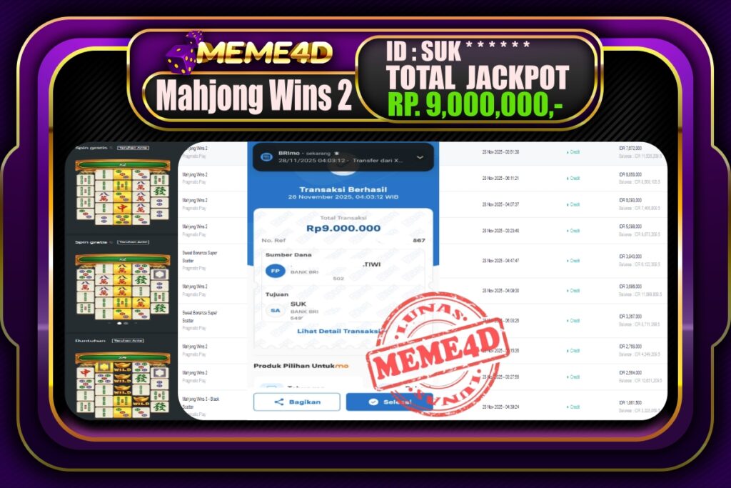 Bukti Jp MEME4D Slot Online 28 November 2025