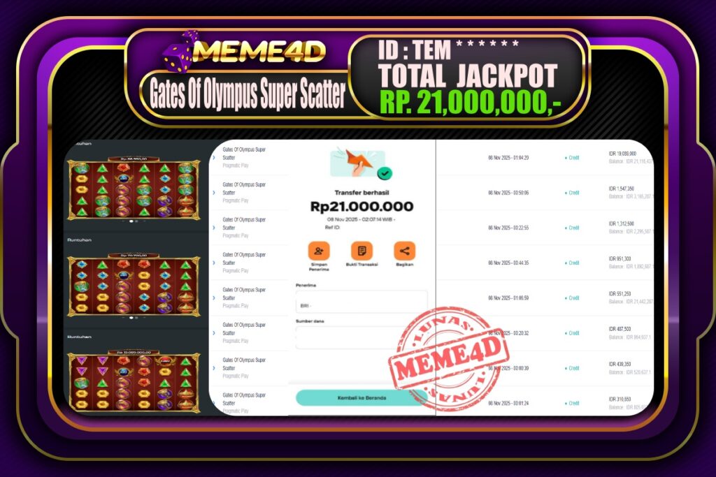 Bukti Jp MEME4D Slot Online 08  November 2025