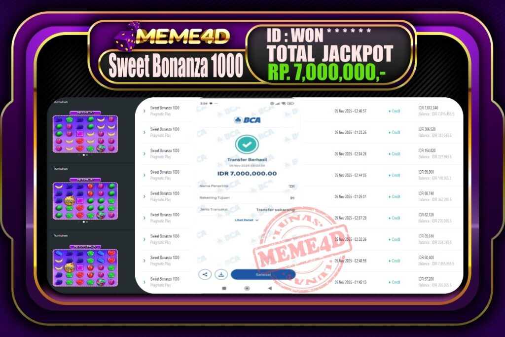 Bukti Jp MEME4D Slot Online 05 November 2025