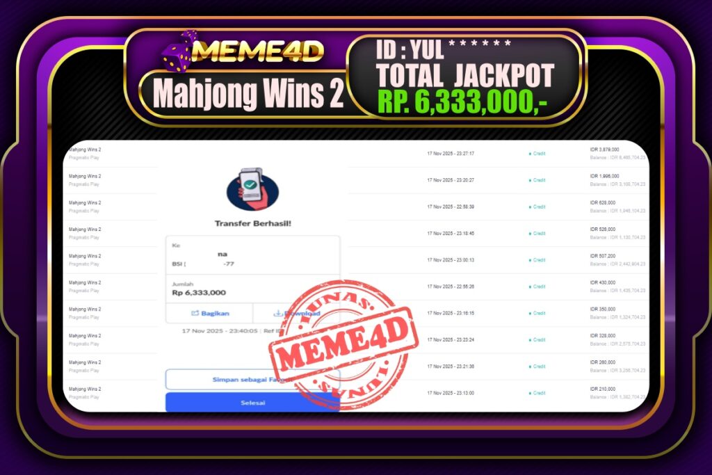 Bukti Jp MEME4D Slot Online 18 November 2025