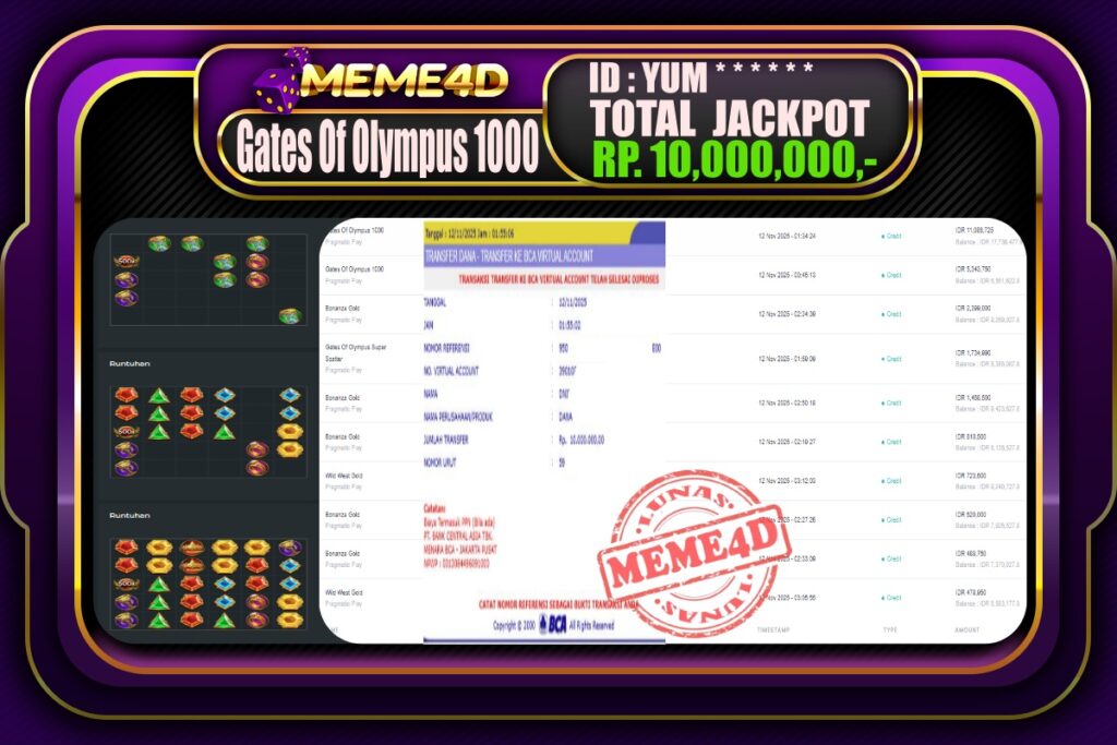 Bukti Jp MEME4D Slot Online 12 November 2025