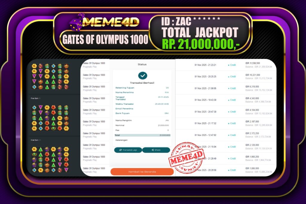 Bukti Jp MEME4D Togel Online 02 November 2025
