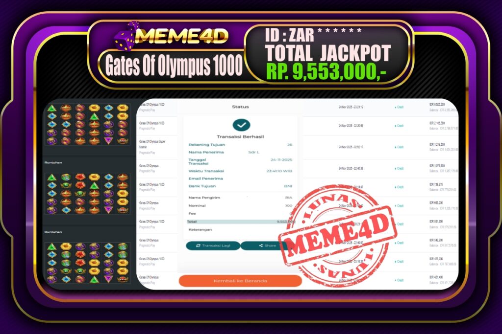 Bukti Jp MEME4D Slot Online 25 November 2025