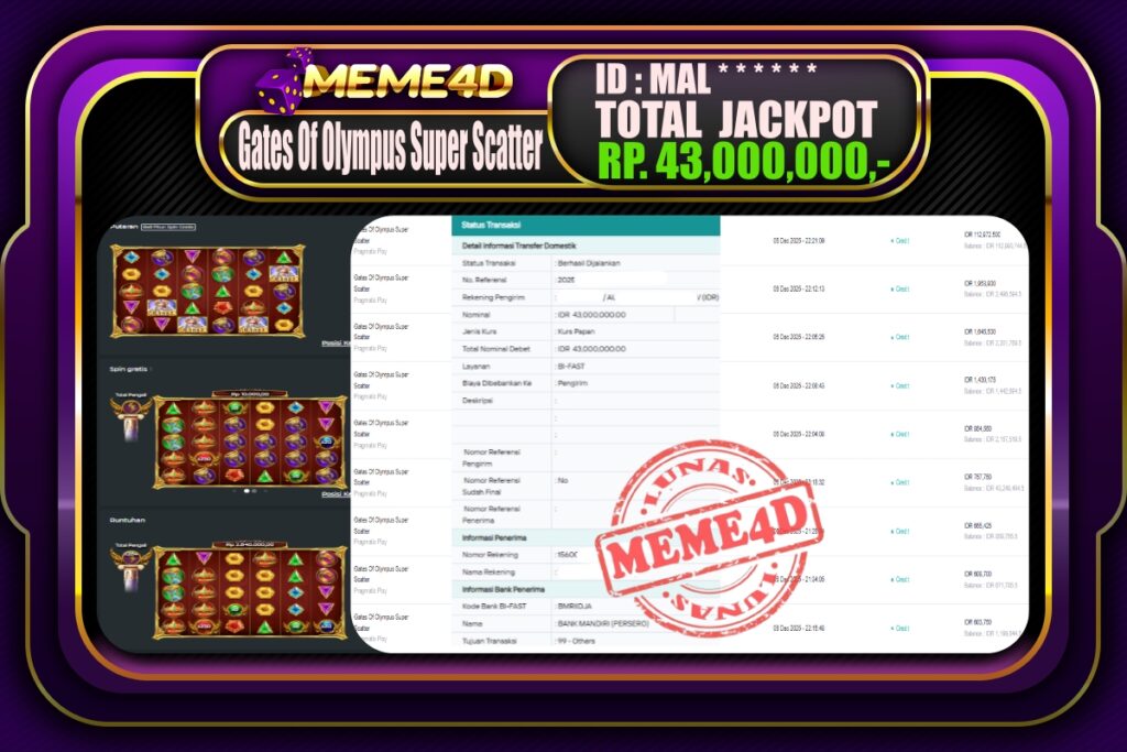 Bukti Jp MEME4D Slot Online 07 Desember 2025
