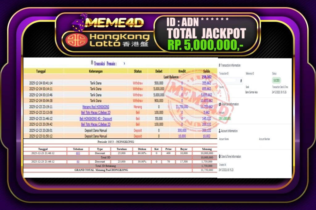 Bukti Jp MEME4D Togel Online 24 Desember 2025