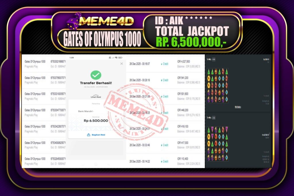 Bukti Jp MEME4D Slot Online 26 Desember 2025