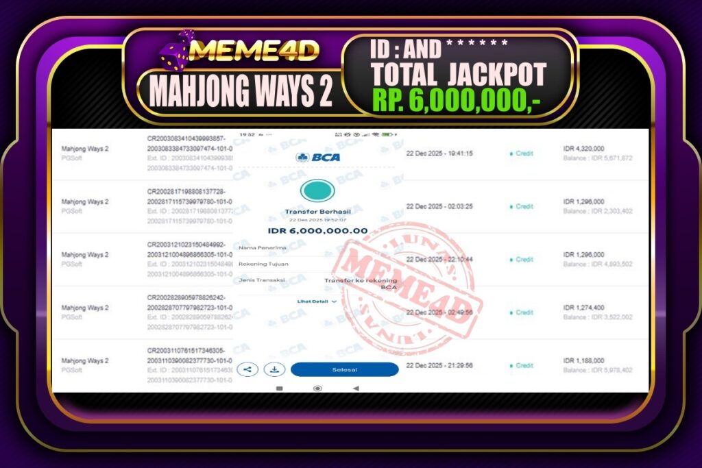Bukti Jp MEME4D Slot Online 23 Desember 2025