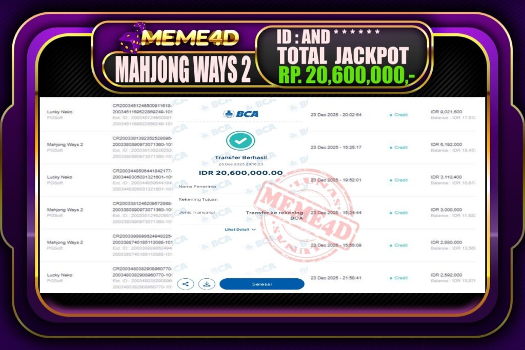 Bukti Jp MEME4D Slot Online 24 Desember 2025