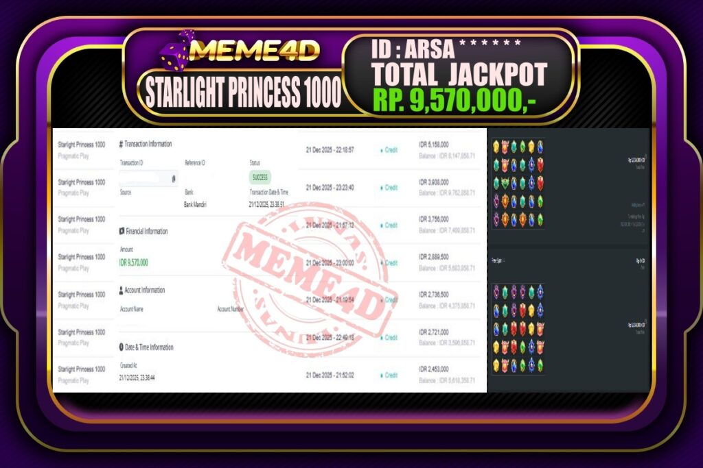 Bukti Jp MEME4D Slot Online 22 Desember 2025