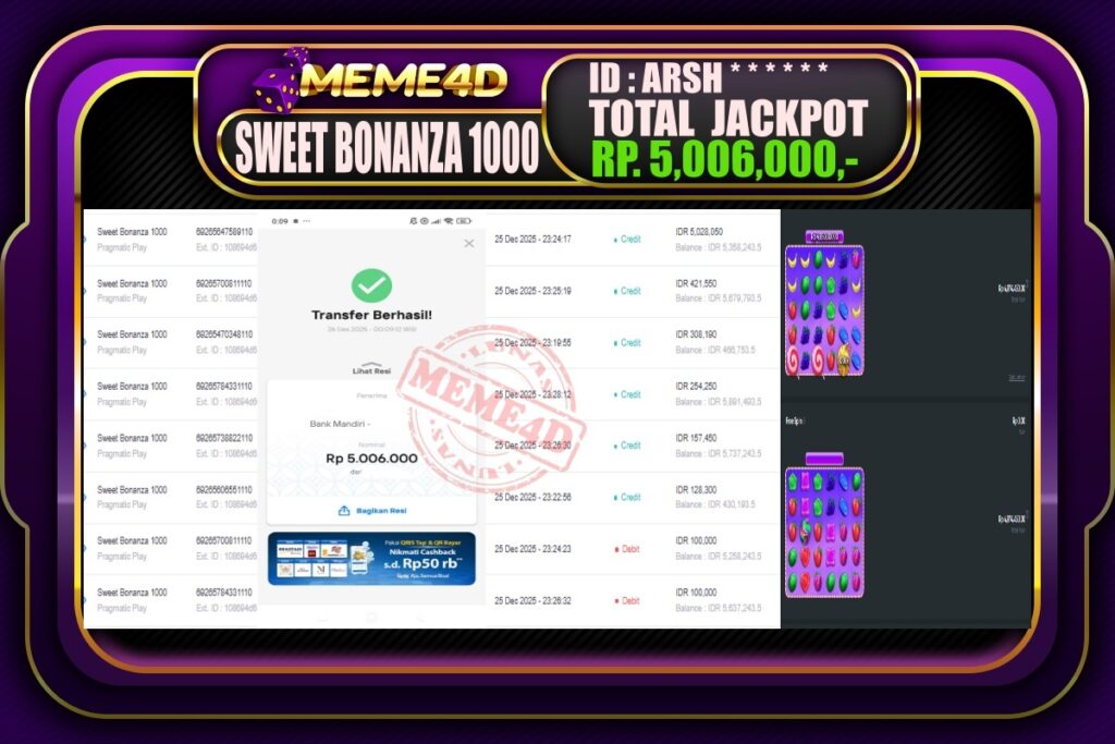 Bukti Jp MEME4D Slot Online 26 Desember 2025