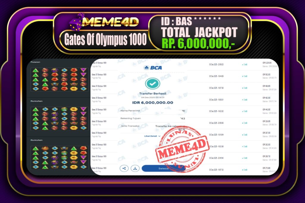 Bukti Jp MEME4D Slot Online 04 Desember 2025