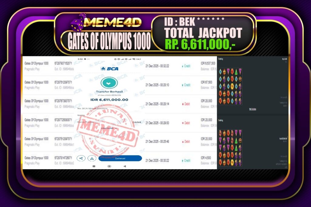 Bukti Jp MEME4D Slot Online 21 Desember 2025