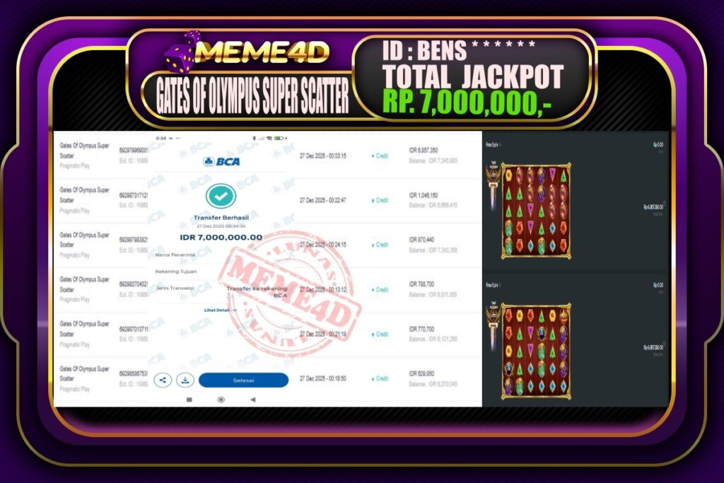 Bukti Jp MEME4D Slot Online 27 Desember 2025
