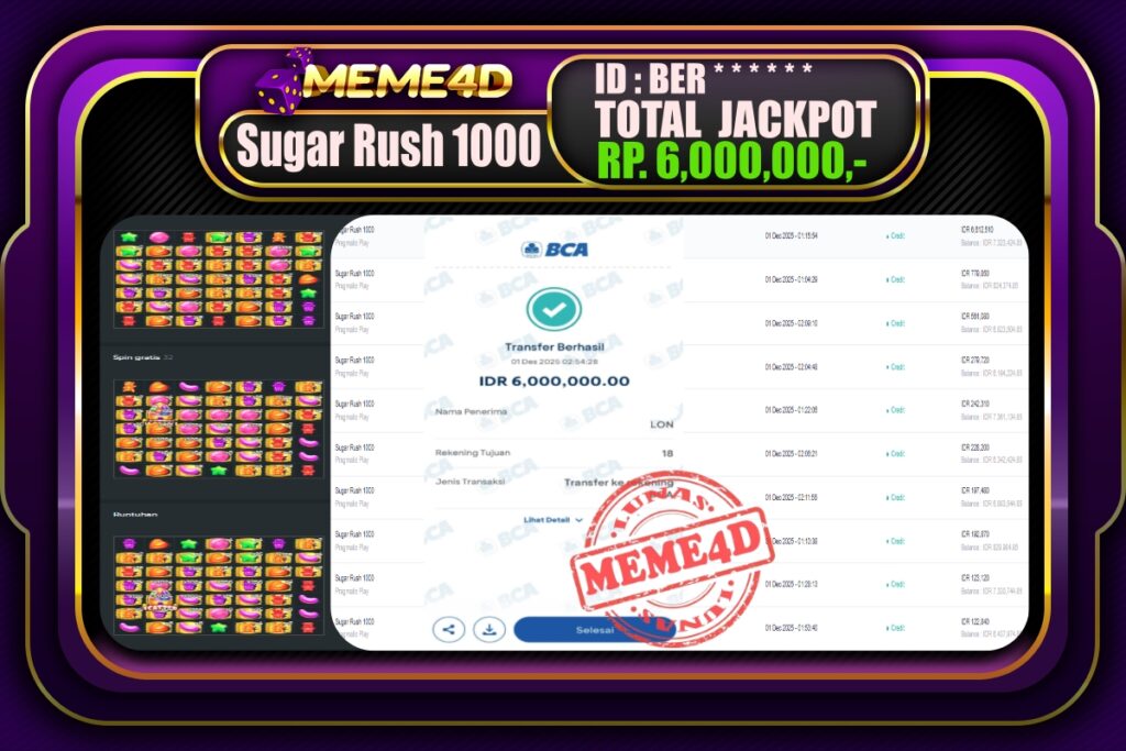 Bukti Jp MEME4D Slot Online 01 Desember 2025