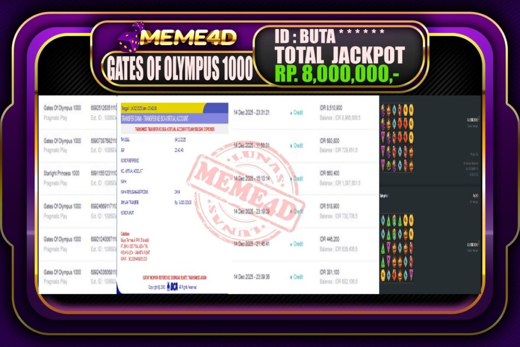 Bukti Jp MEME4D Slot Online 15 Desember 2025