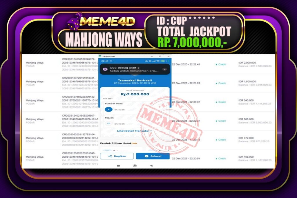 Bukti Jp MEME4D Slot Online 23 Desember 2025