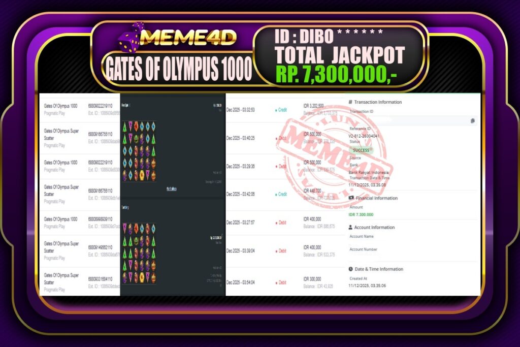 Bukti Jp MEME4D Slot Online 11 Desember 2025