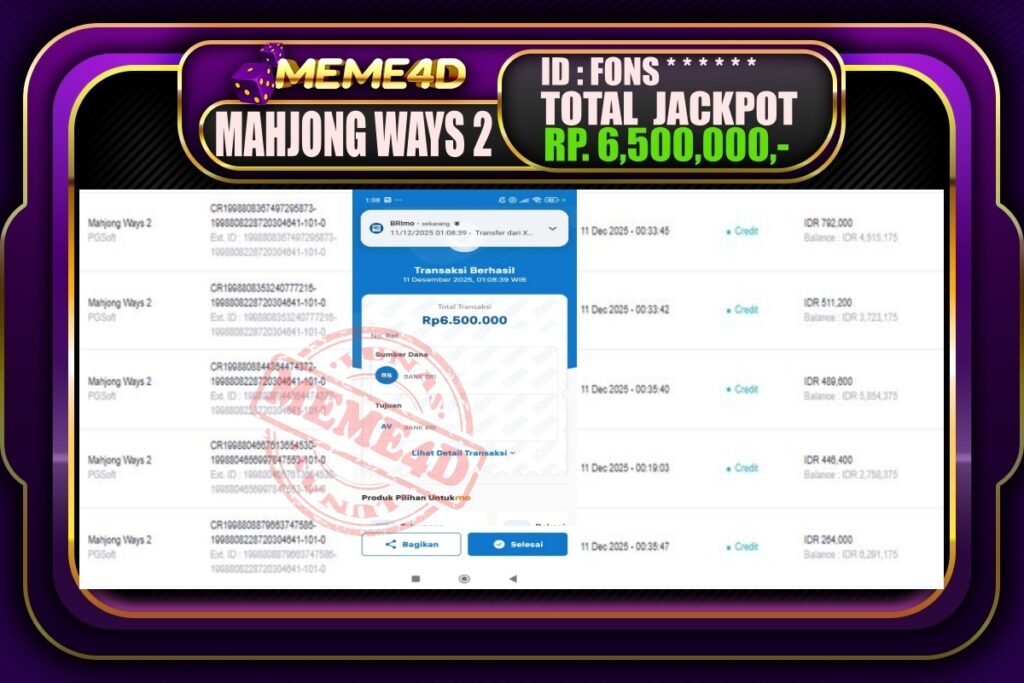 Bukti Jp MEME4D Slot Online 11 Desember 2025