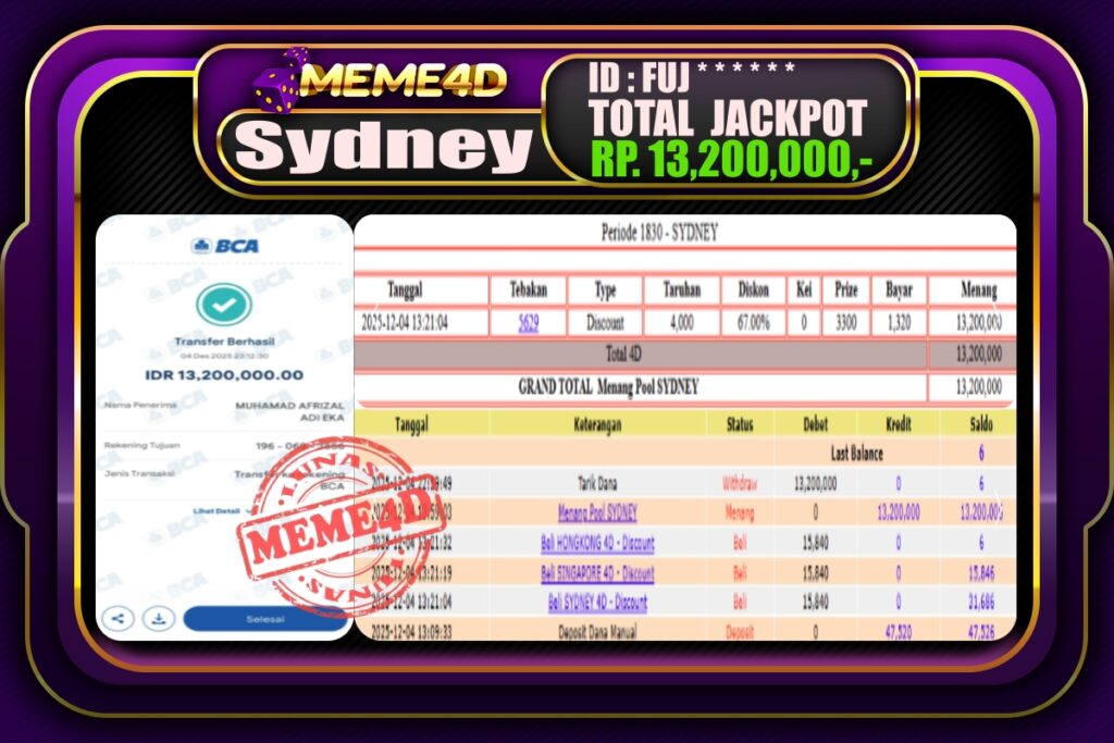 Bukti Jp MEME4D Togel Online 05 Desember 2025