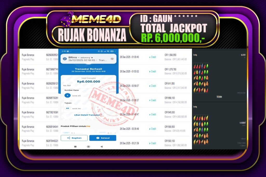 Bukti Jp MEME4D Slot Online 26 Desember 2025