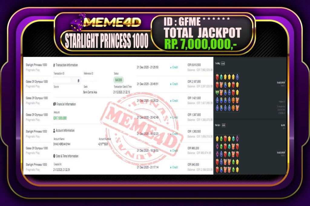 Bukti Jp MEME4D Slot Online 22 Desember 2025
