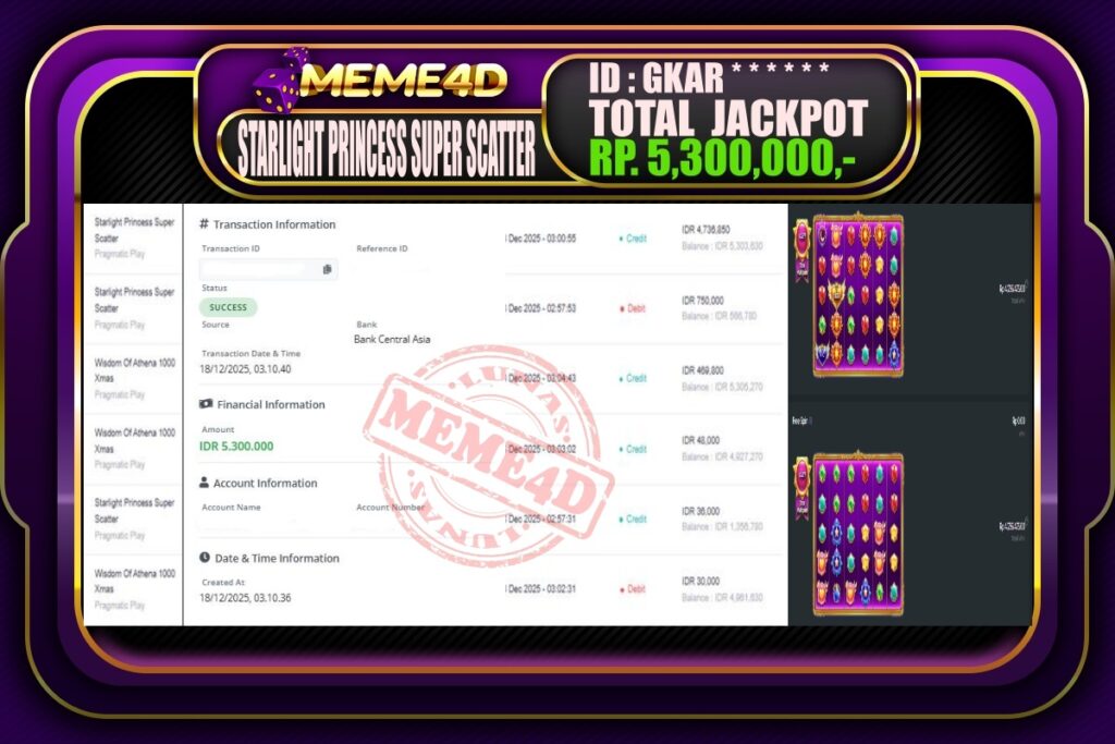 Bukti Jp MEME4D Slot Online 18 Desember 2025