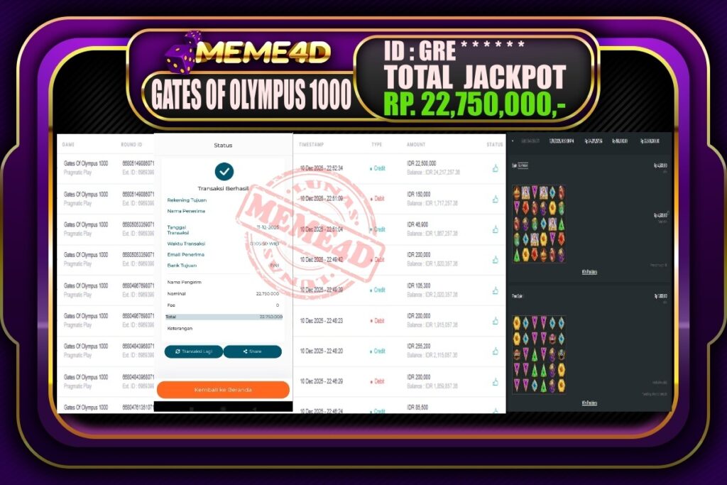 Bukti Jp MEME4D Slot Online 11 Desember 2025