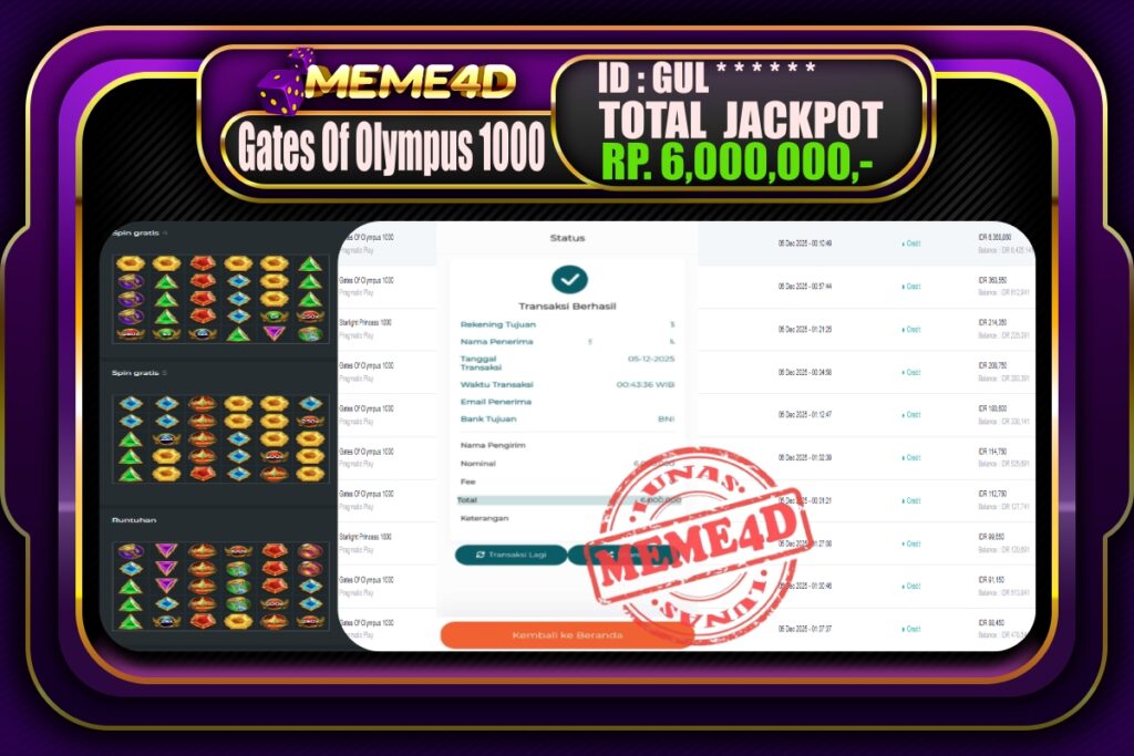 Bukti Jp MEME4D Slot Online 05 Desember 2025