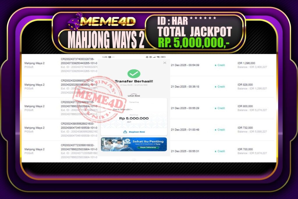 Bukti Jp MEME4D Slot Online 21 Desember 2025