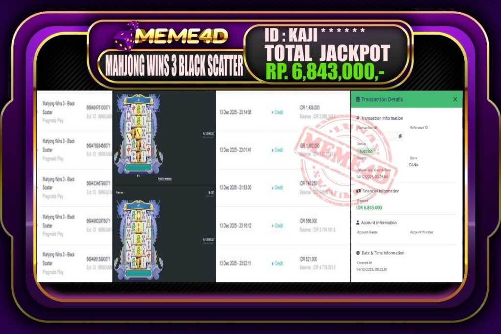 Bukti Jp MEME4D Slot Online 14 Desember 2025