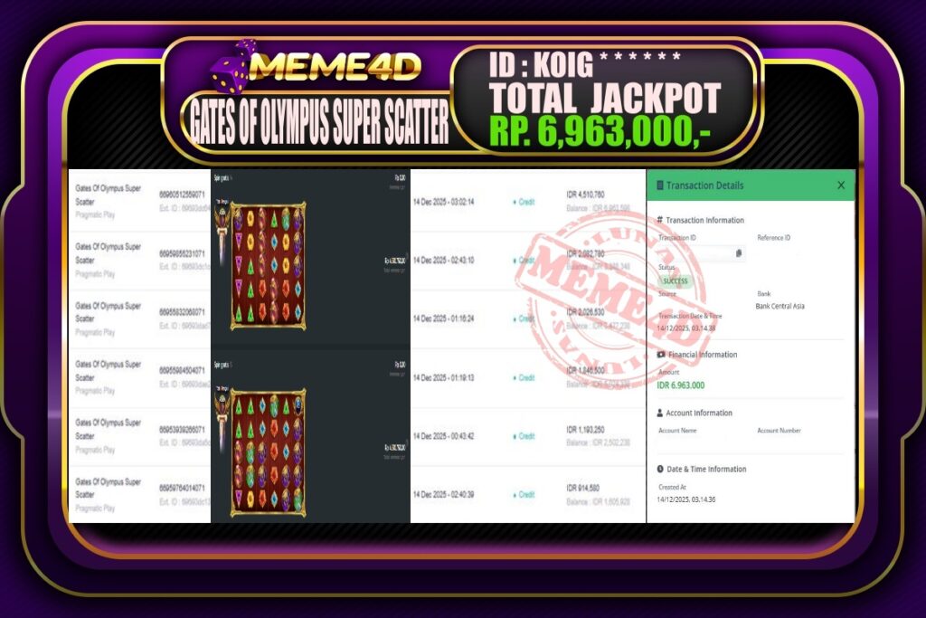 Bukti Jp MEME4D Slot Online 14 Desember 2025