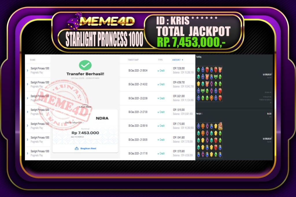 Bukti Jp MEME4D Slot Online 10 Desember 2025