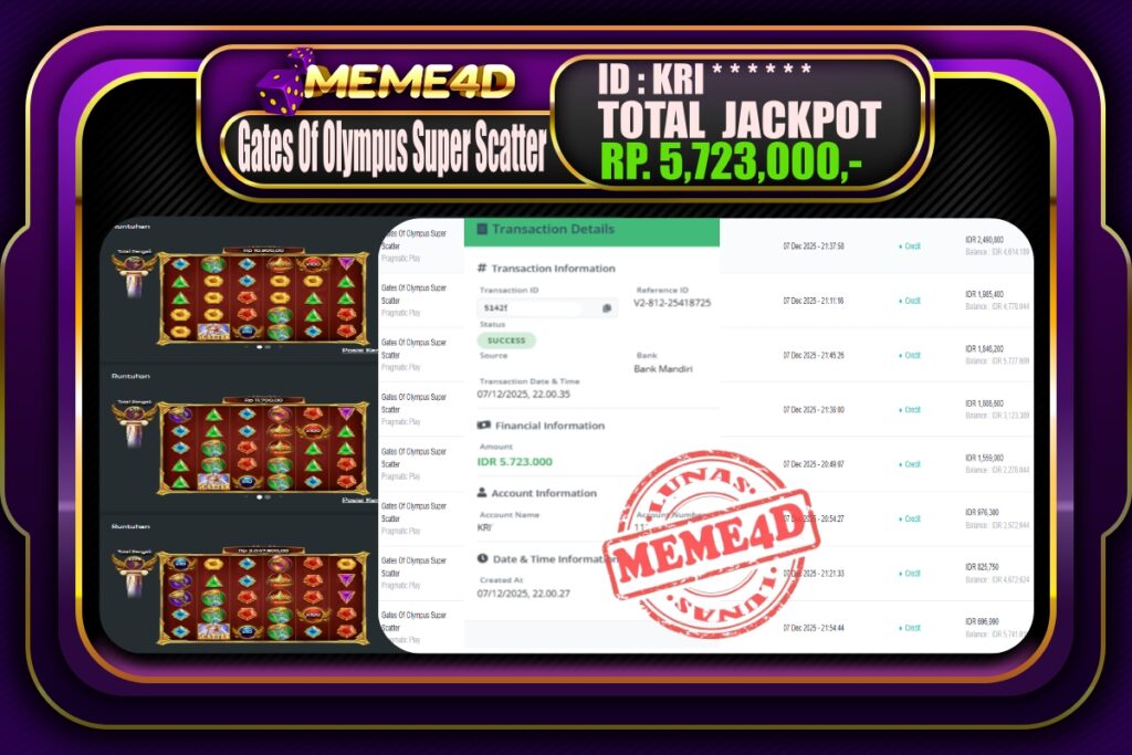 Bukti Jp MEME4D Slot Online 08 Desember 2025