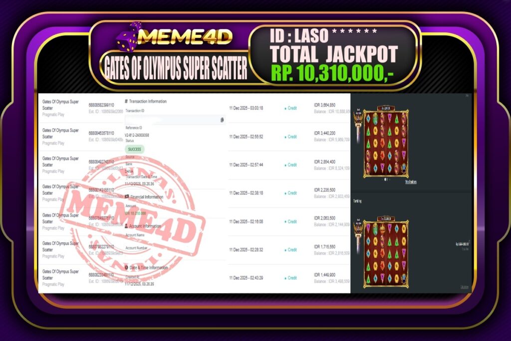 Bukti Jp MEME4D Slot Online 11 Desember 2025