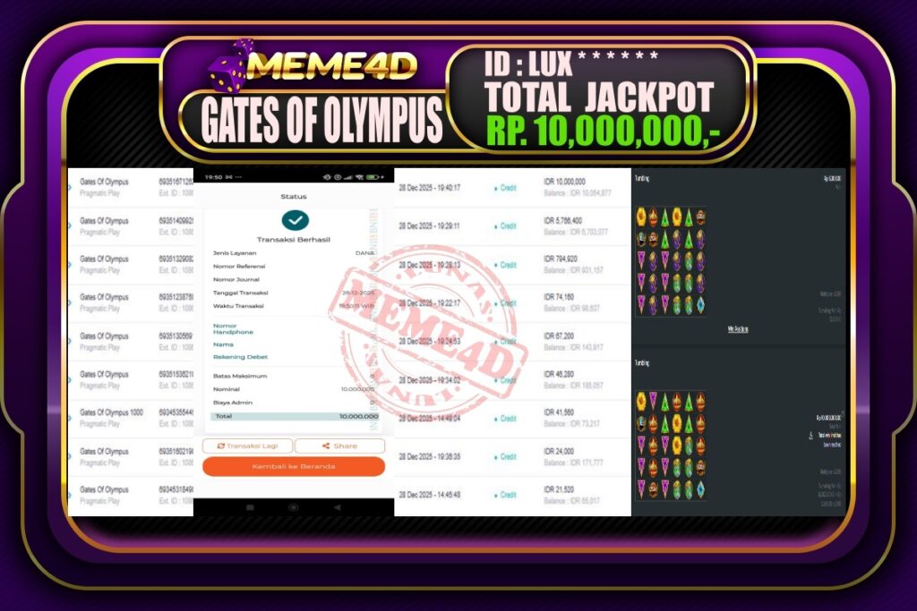 Bukti Jp MEME4D Slot Online 29 Desember 2025
