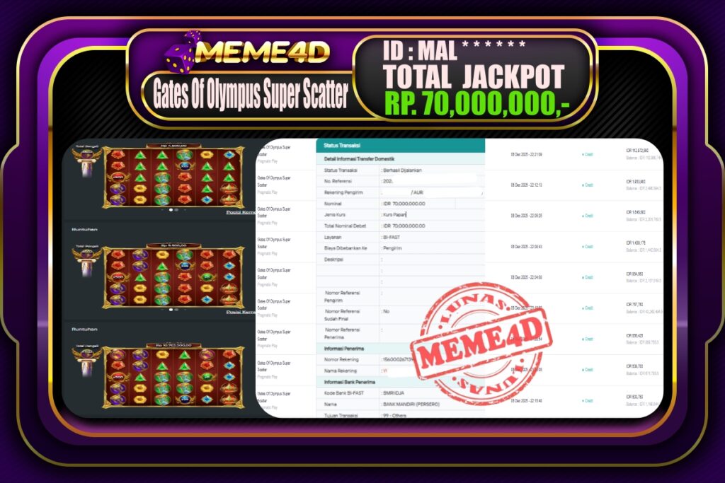 Bukti Jp MEME4D Slot Online 07 Desember 2025