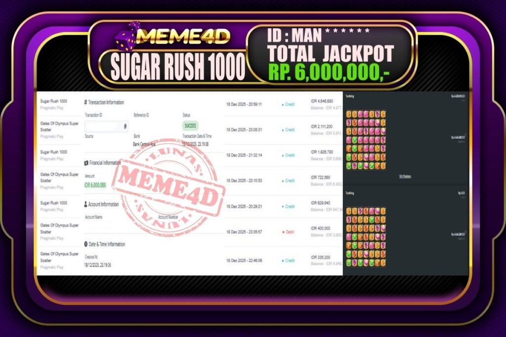Bukti Jp MEME4D Slot Online 19 Desember 2025