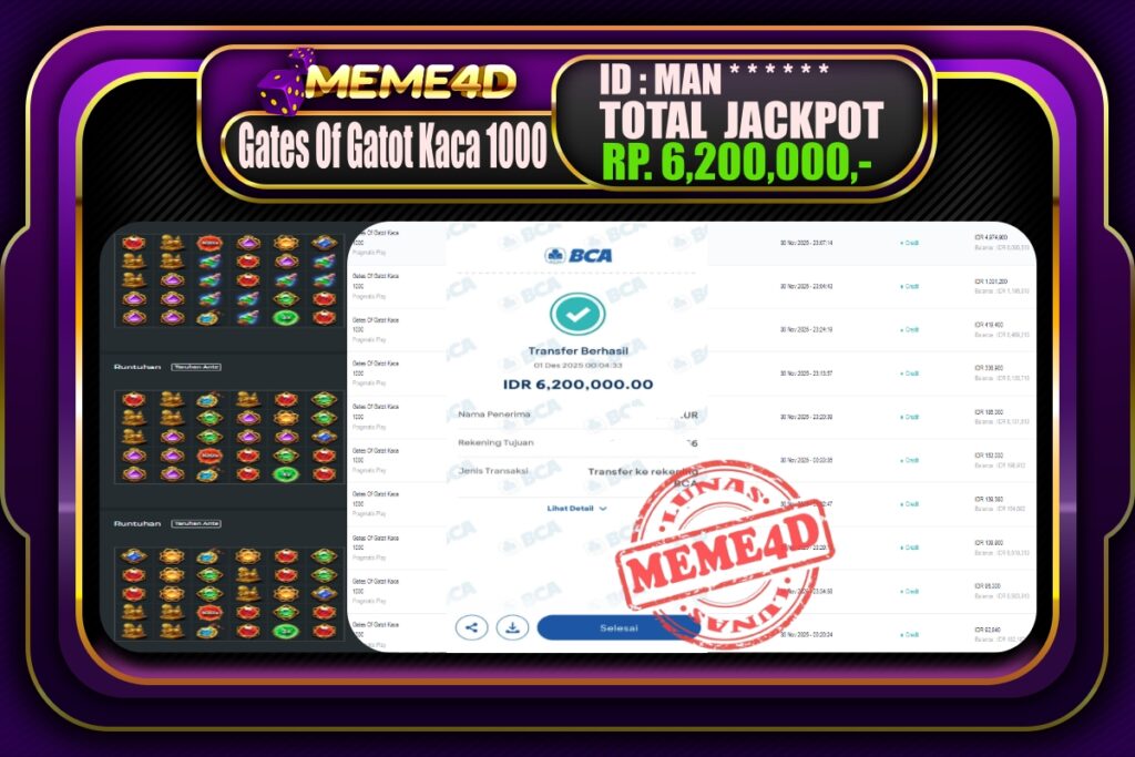 Bukti Jp MEME4D Slot Online 01 Desember 2025