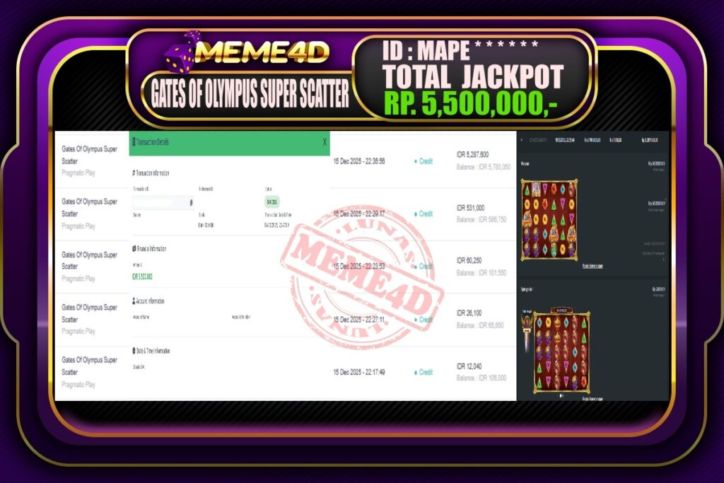 Bukti Jp MEME4D Slot Online 16 Desember 2025