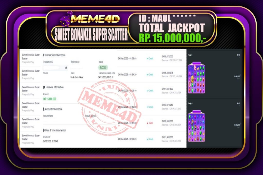 Bukti Jp MEME4D Slot Online 24 Desember 2025
