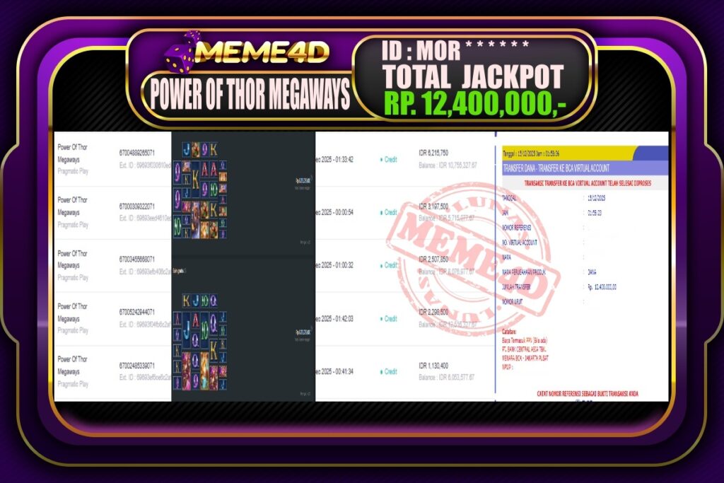 Bukti Jp MEME4D Slot Online 15 Desember 2025