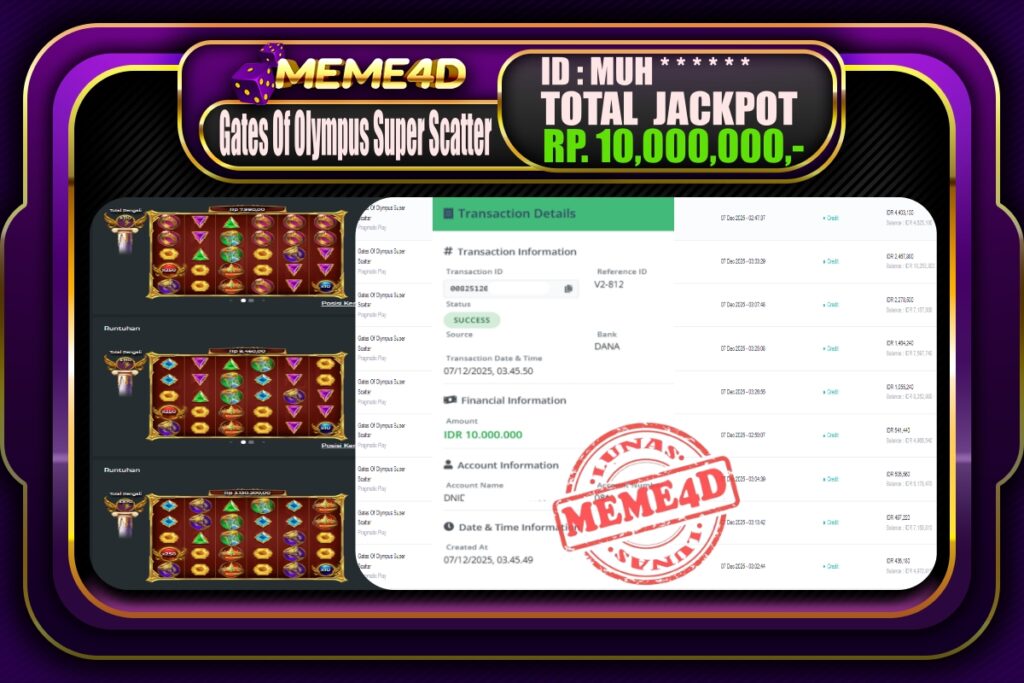 Bukti Jp MEME4D Slot Online 07 Desember 2025