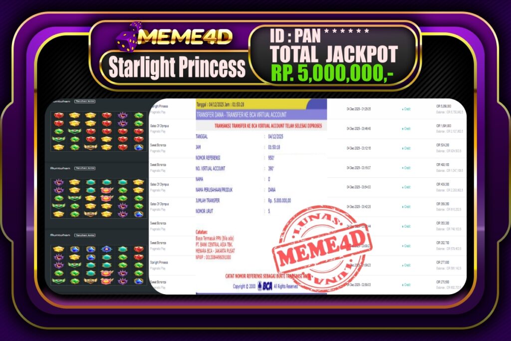 Bukti Jp MEME4D Slot Online 04 Desember 2025