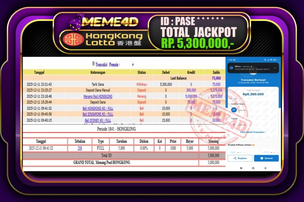 Bukti Jp MEME4D Togel Online 12 Desember 2025