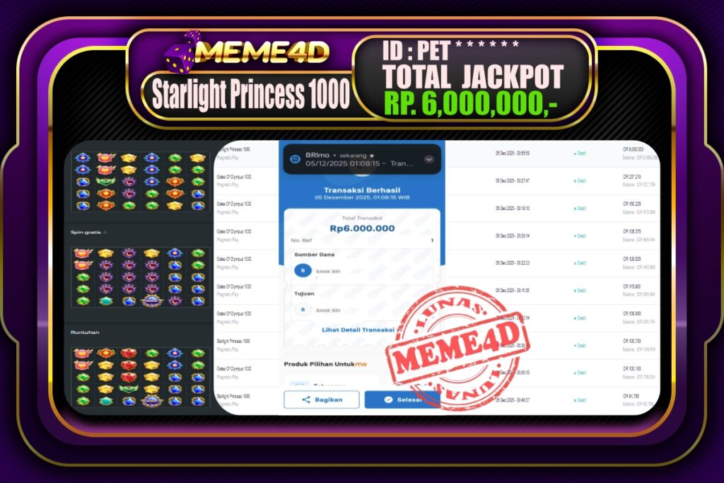 Bukti Jp MEME4D Slot Online 05 Desember 2025