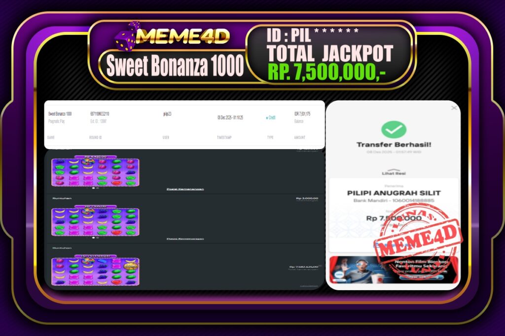 Bukti Jp MEME4D Slot Online 08 Desember 2025