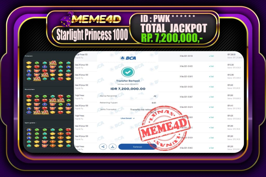 Bukti Jp MEME4D Slot Online 04 Desember 2025