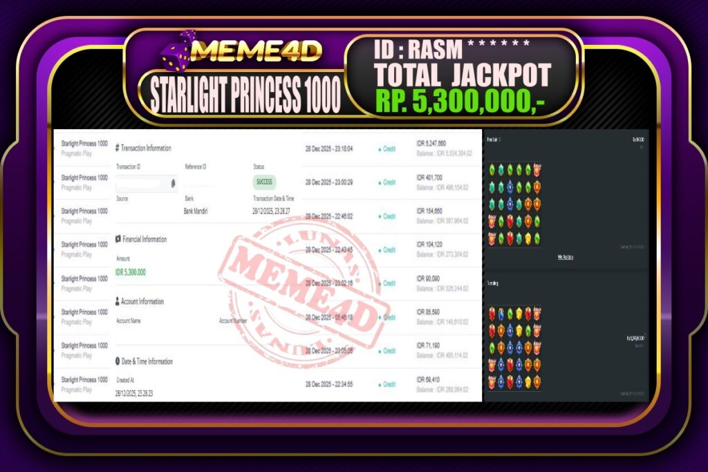 Bukti Jp MEME4D Slot Online 29 Desember 2025