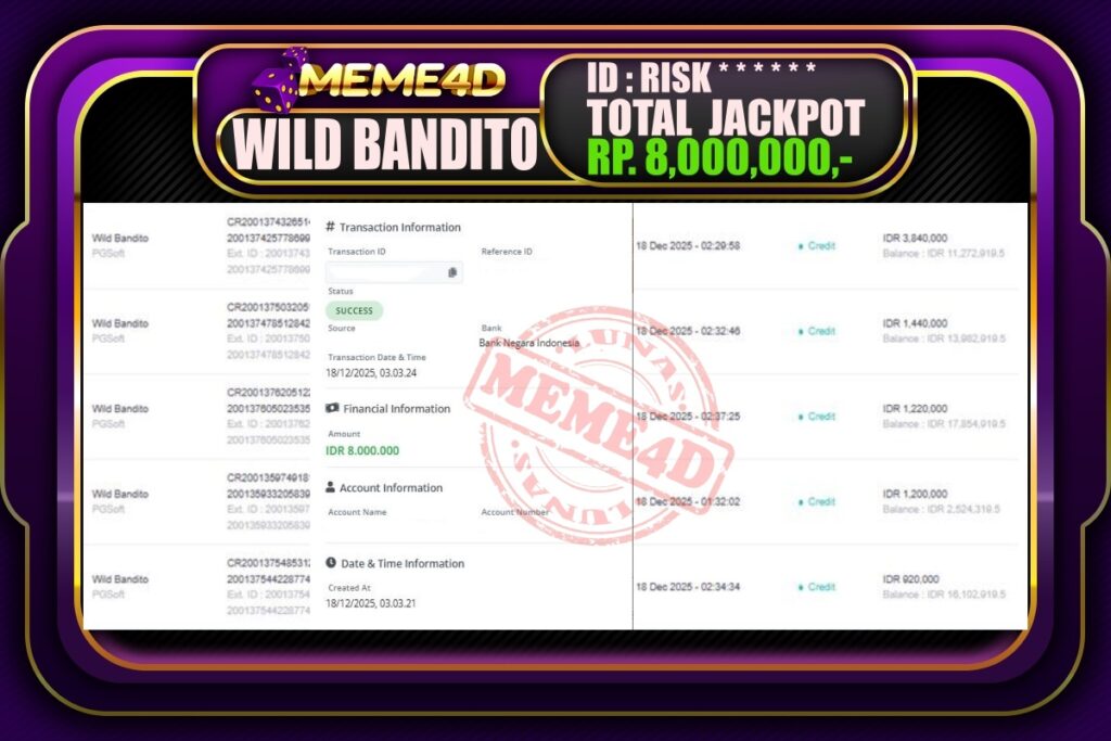 Bukti Jp MEME4D Slot Online 18 Desember 2025