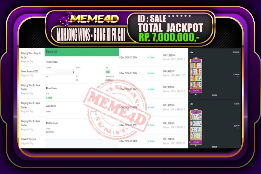 Bukti Jp MEME4D Slot Online 25 Desember 2025